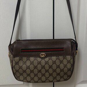 Gucci Classic Shoulder Bag - Brown w/Red & Green Stripe - Vintage